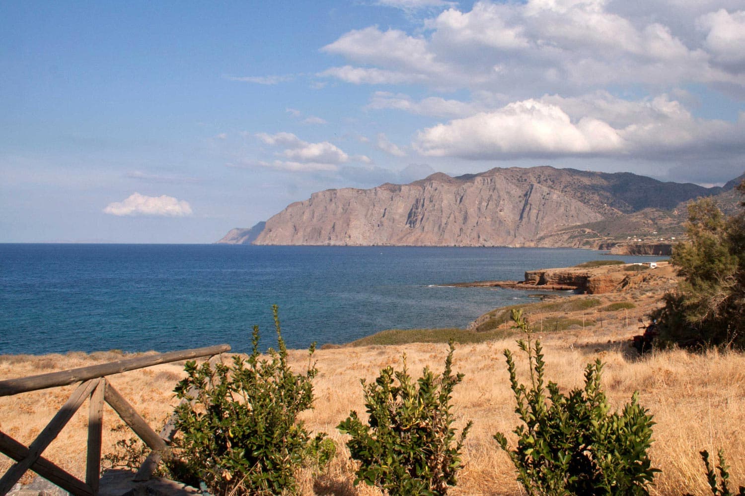 Coastal cliffs and clear water near Mochlos village, Crete